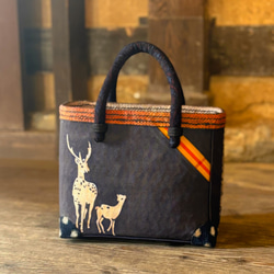 送料無料 一閑張り・一貫張りかごバッグ（M）相撲 番付表 和紙