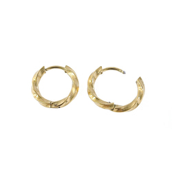 ese166-2【4個/2ペア】ねじれデザイン 外径約15mm 線径約2.5mm ワンタッチピアス サージカルステンレス 3枚目の画像