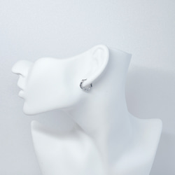ese166-1【4個/2ペア】ねじれデザイン 外径約13mm 線径約2.5mm ワンタッチピアス サージカルステンレス 5枚目の画像