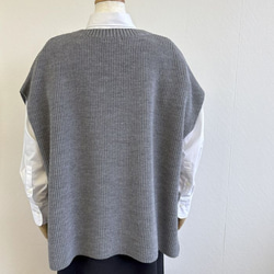 ★新色★　重ね着コーデ　片畦オーバーサイズ　ニットベスト　【グレー杢】 4枚目の画像