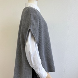 ★新色★　重ね着コーデ　片畦オーバーサイズ　ニットベスト　【グレー杢】 3枚目の画像