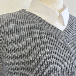 ★新色★　重ね着コーデ　片畦オーバーサイズ　ニットベスト　【グレー杢】 5枚目の画像