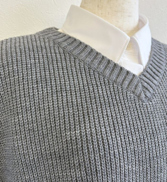 ★新色★　重ね着コーデ　片畦オーバーサイズ　ニットベスト　【グレー杢】 5枚目の画像