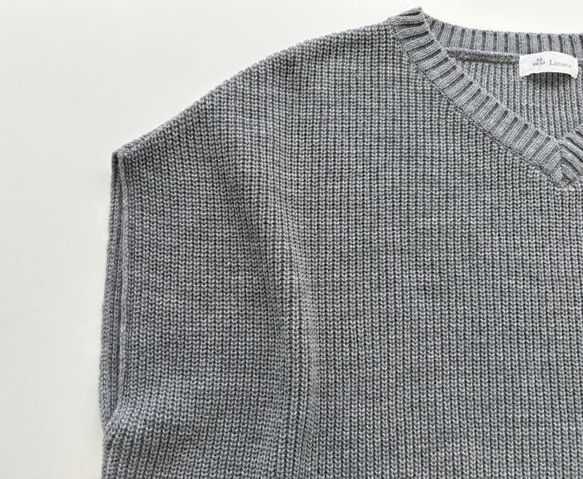 ★新色★　重ね着コーデ　片畦オーバーサイズ　ニットベスト　【グレー杢】 8枚目の画像