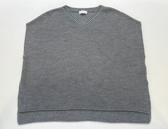 ★新色★　重ね着コーデ　片畦オーバーサイズ　ニットベスト　【グレー杢】 6枚目の画像