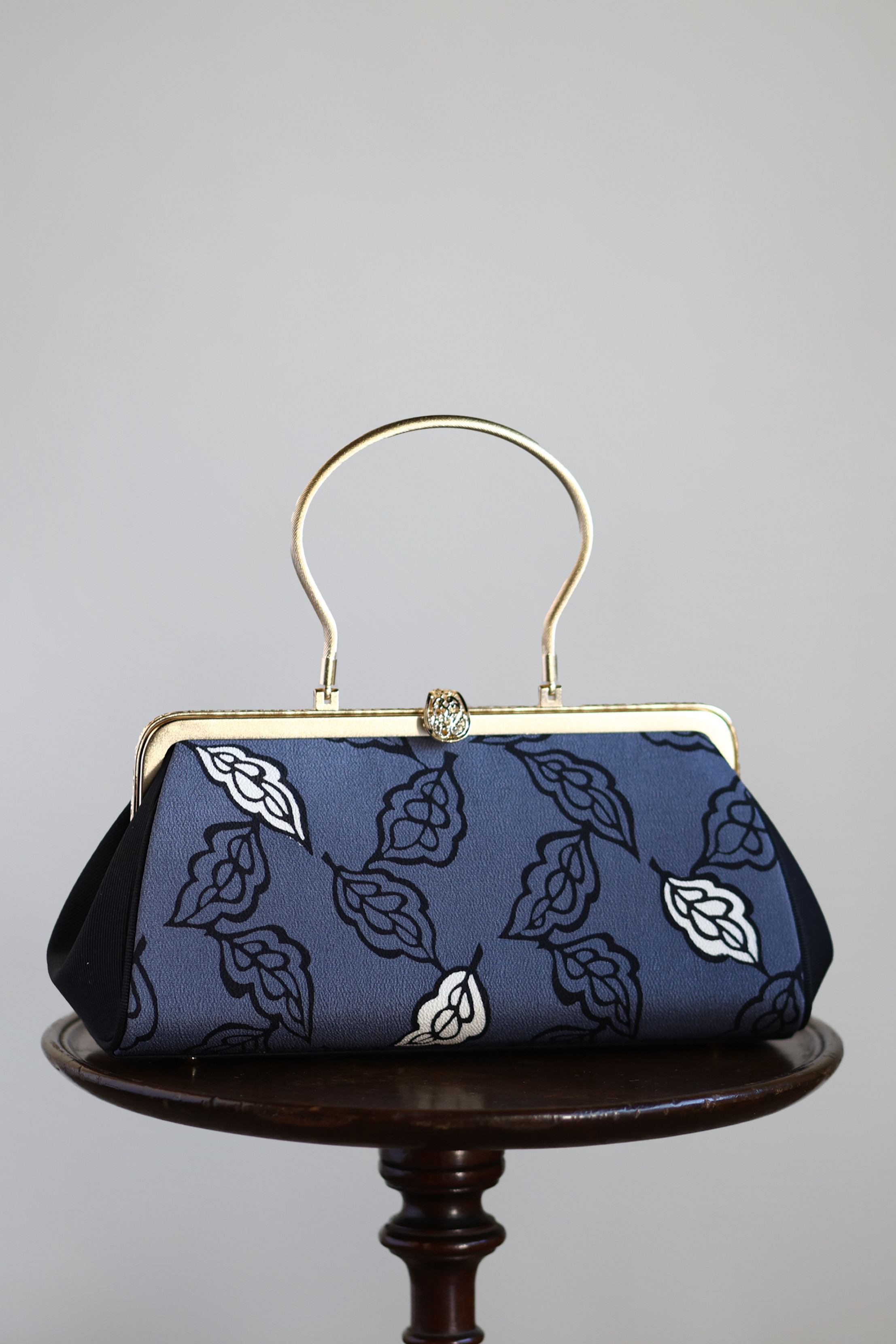 着物リメイク手提げバッグ葉柄