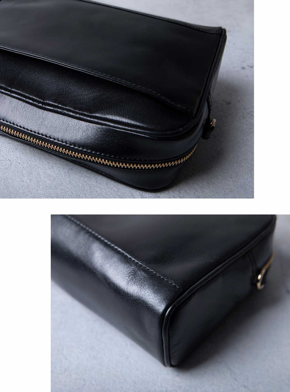 ショルダーバッグ 本革 レザー バッグ 肩掛け サコッシュ ポシェット オーカー HAB012-NO 9枚目の画像