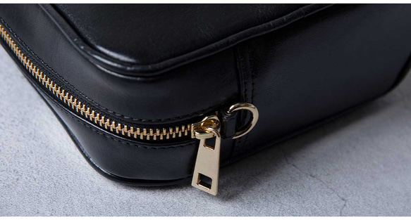 ショルダーバッグ 本革 レザー バッグ 肩掛け サコッシュ ポシェット オーカー HAB012-NO 11枚目の画像