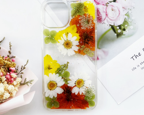 押し花ケース、iphone17、iphone17 Pro、Xperia 1 VII 、Google Pixel