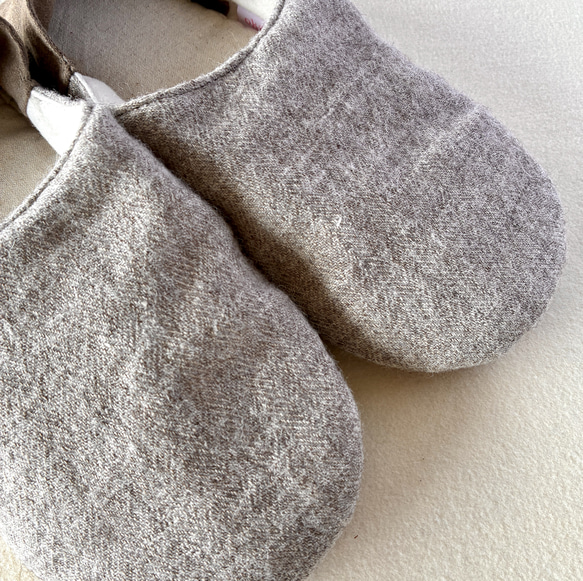 【ふっくら秋冬】シェットランドウールリネン okaeri！ふわふわルームシューズ 8枚目の画像