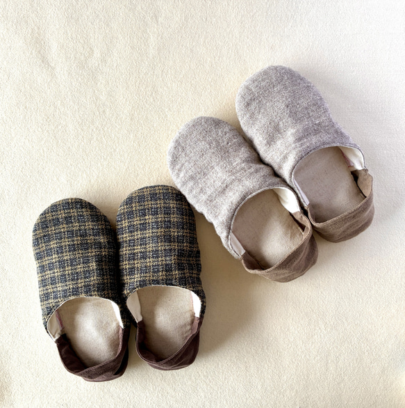 【ふっくら秋冬】シェットランドウールリネン okaeri！ふわふわルームシューズ 15枚目の画像