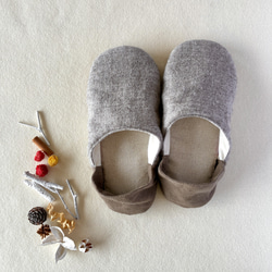 【ふっくら秋冬】シェットランドウールリネン okaeri！ふわふわルームシューズ 3枚目の画像