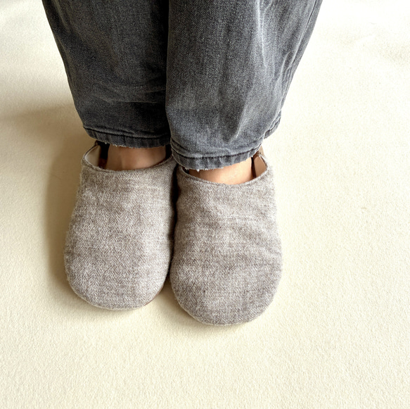 【ふっくら秋冬】シェットランドウールリネン okaeri！ふわふわルームシューズ 10枚目の画像