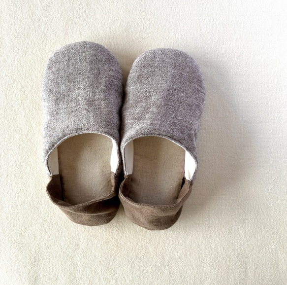 【ふっくら秋冬】シェットランドウールリネン okaeri！ふわふわルームシューズ 5枚目の画像