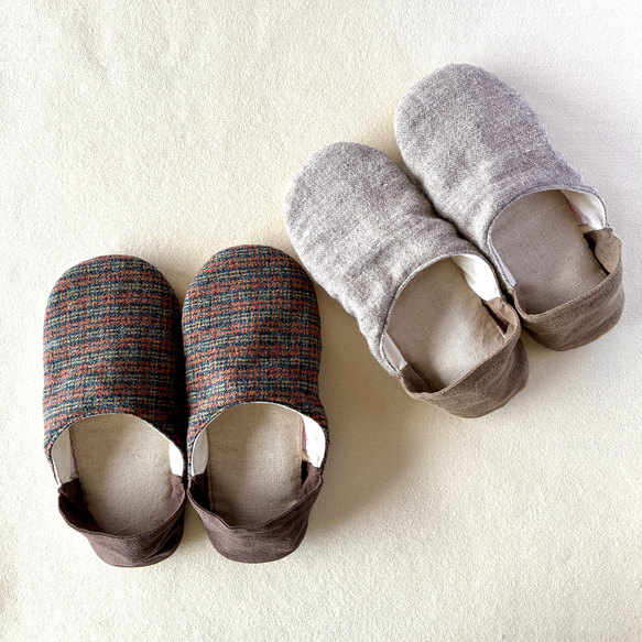 【ふっくら秋冬】シェットランドウールリネン okaeri！ふわふわルームシューズ 16枚目の画像