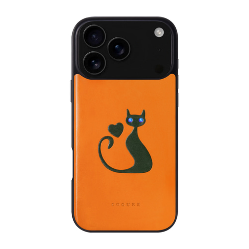 iPhone 17 シリーズ バックカバーケース 猫柄 イタリアンサドルレザー