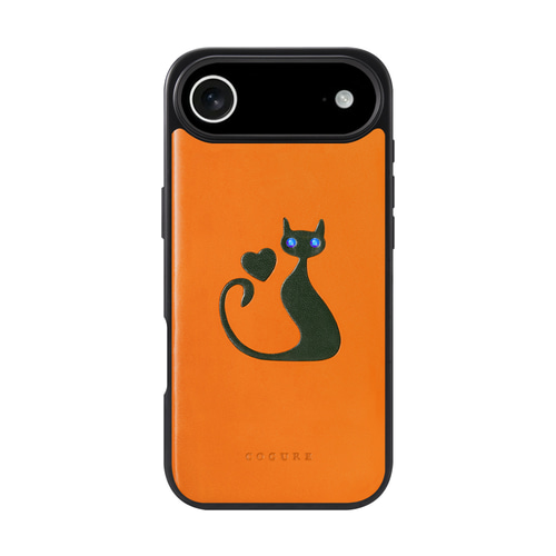 iPhone 17 シリーズ バックカバーケース 猫柄 イタリアンサドルレザー