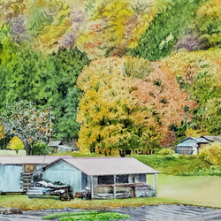 絵画 水彩画 風景画 画題「朝靄」 絵画 yamakasumi56 通販 15516947