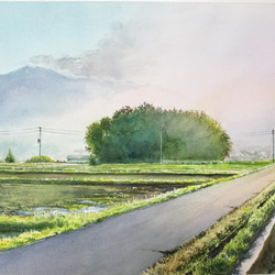 絵画 水彩画 風景画 画題 「晩秋の川景色」 絵画 yamakasumi56 通販