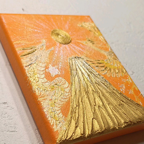 風水吉祥 絵画＊日の出金富士〜昇龍飛翔鳳凰〜金銭運活力 出世 夫婦