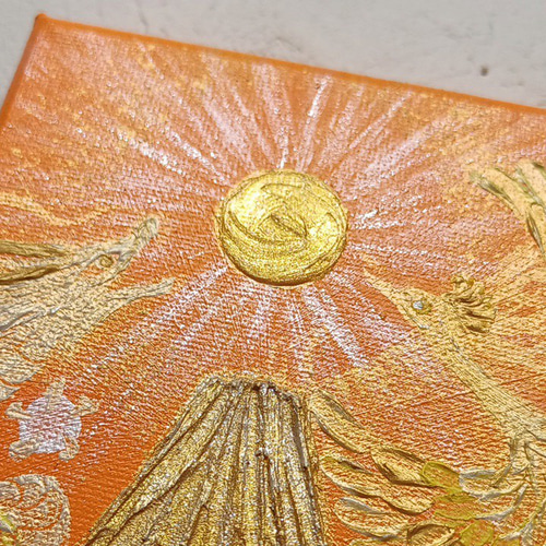 風水吉祥 絵画＊日の出金富士〜昇龍飛翔鳳凰〜金銭運活力 出世 夫婦