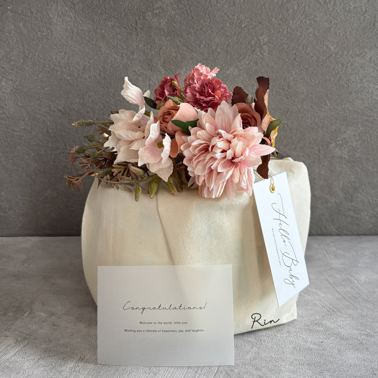 おむつケーキ 出産祝い 「ドライミックスブーケ（ピンク）」 女の子 ベビー 【 名入れ・文字入れ対応 】