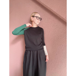 M &amp; L❤️2種顏色❤️修身針織❤️日本原裝進口❤️不對稱配色❤️黑色或藍綠色 第11張的照片