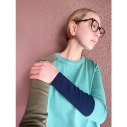 M &amp; L❤️2種顏色❤️修身針織❤️日本原裝進口❤️不對稱配色❤️黑色或藍綠色 第4張的照片