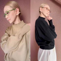 M &amp; L❤️2種顏色❤️修身針織❤️日本原裝進口❤️不對稱配色❤️黑色或藍綠色 第20張的照片