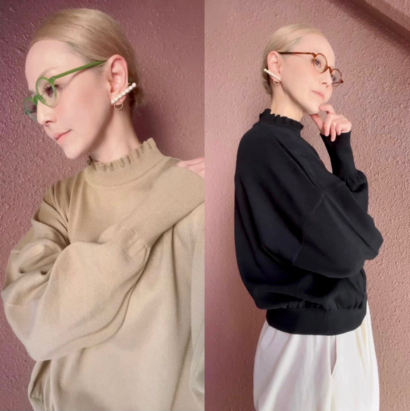 M &amp; L❤️2種顏色❤️修身針織❤️日本原裝進口❤️不對稱配色❤️黑色或藍綠色 第20張的照片