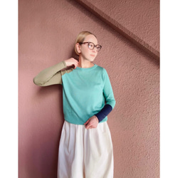 M &amp; L❤️2種顏色❤️修身針織❤️日本原裝進口❤️不對稱配色❤️黑色或藍綠色 第12張的照片