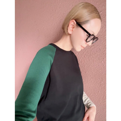 M &amp; L❤️2種顏色❤️修身針織❤️日本原裝進口❤️不對稱配色❤️黑色或藍綠色 第8張的照片