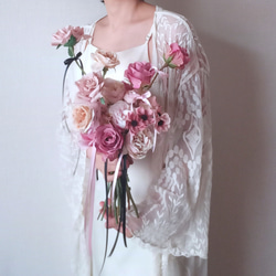 青みピンクのチューリップブーケ ウェディングブーケ アーティ