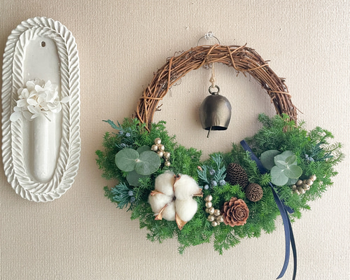 早割】針葉樹の香りクリスマスリース ベル クリスマスリース 玄関