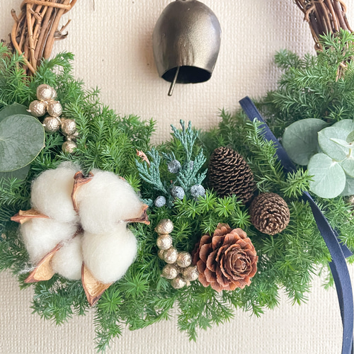 針葉樹の香りクリスマスリース ベル クリスマスリース 玄関 プレゼント
