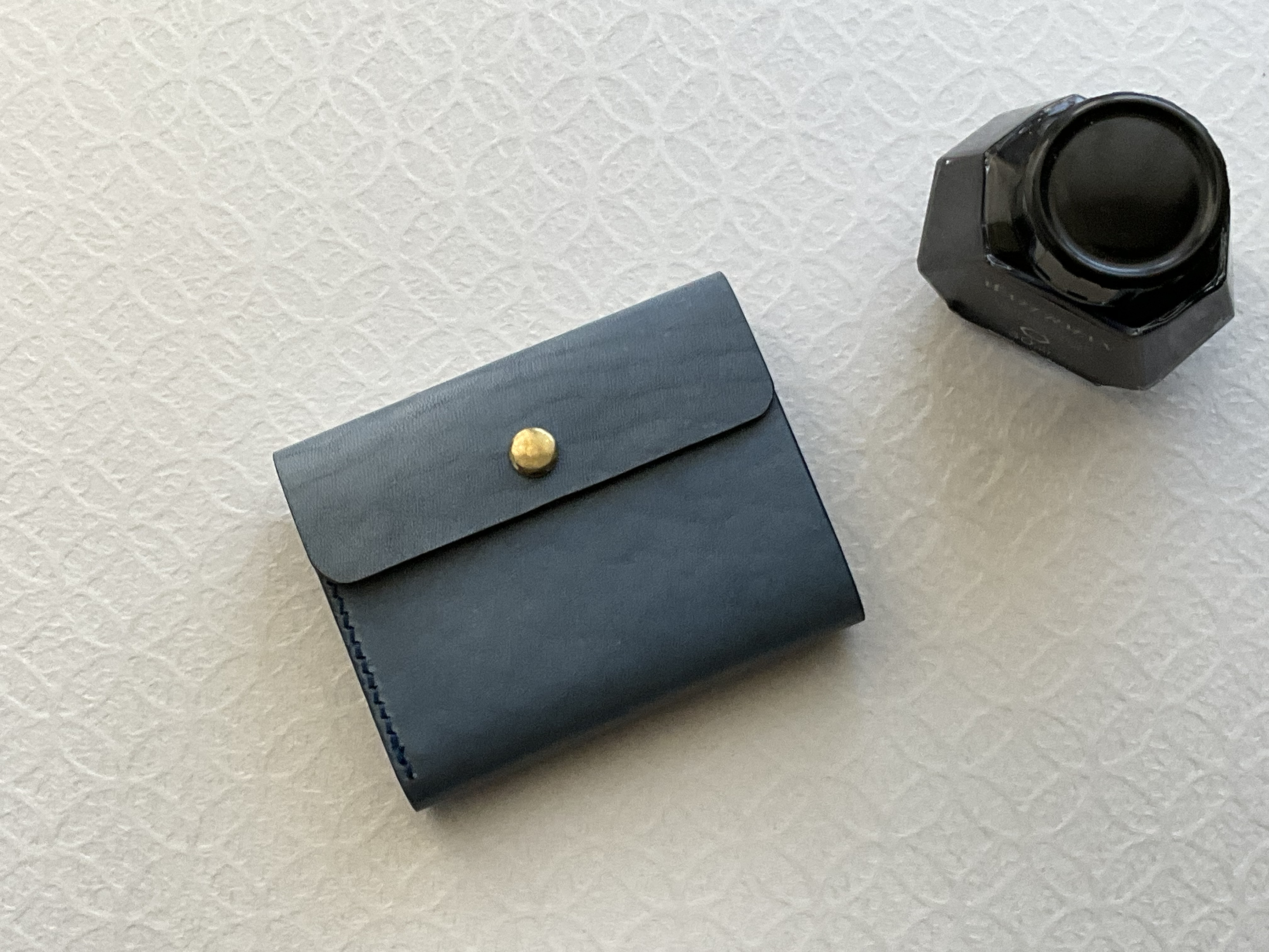 万年筆インクで染めたミニウォレット