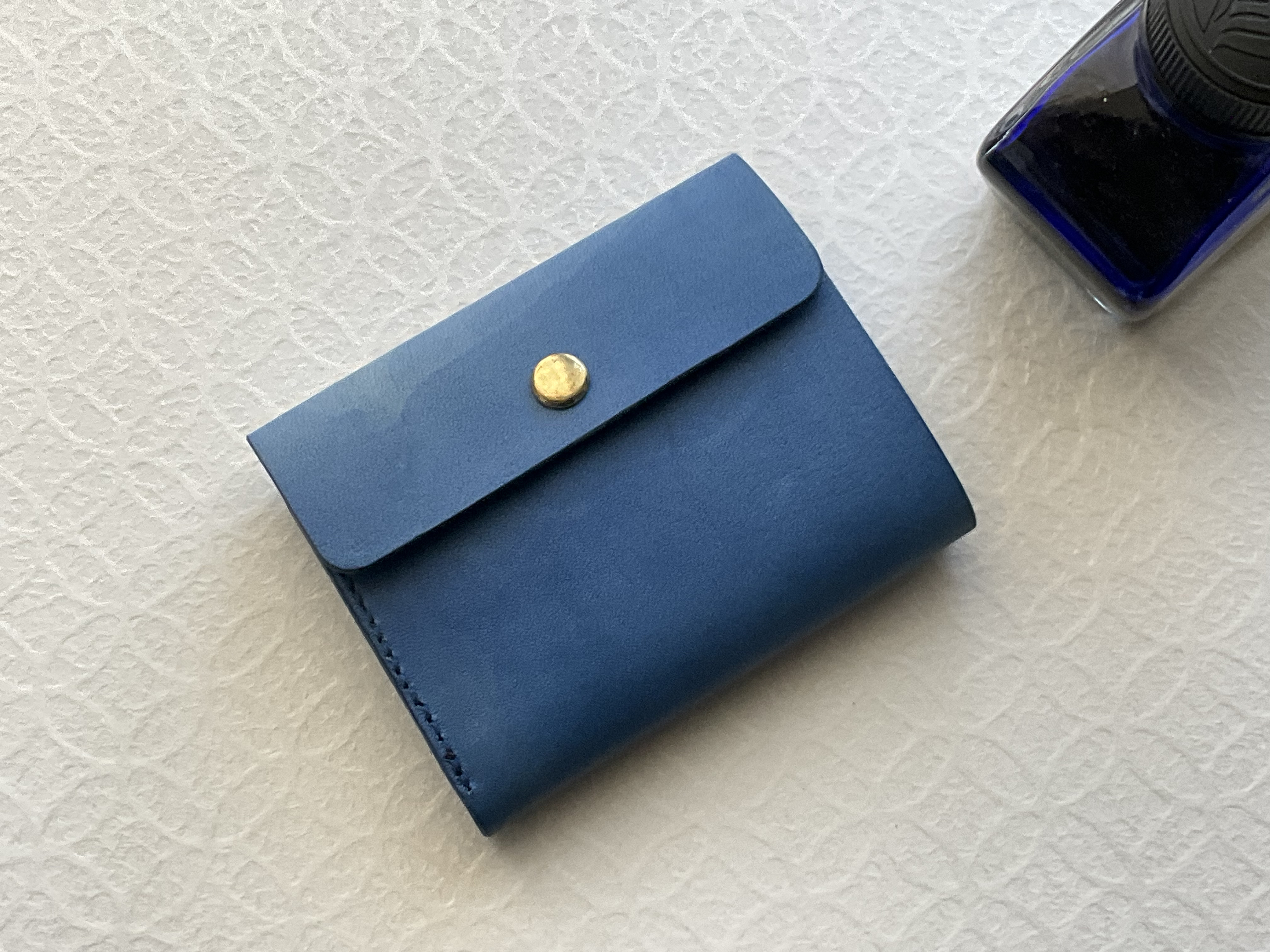 万年筆インクで染めたミニウォレット