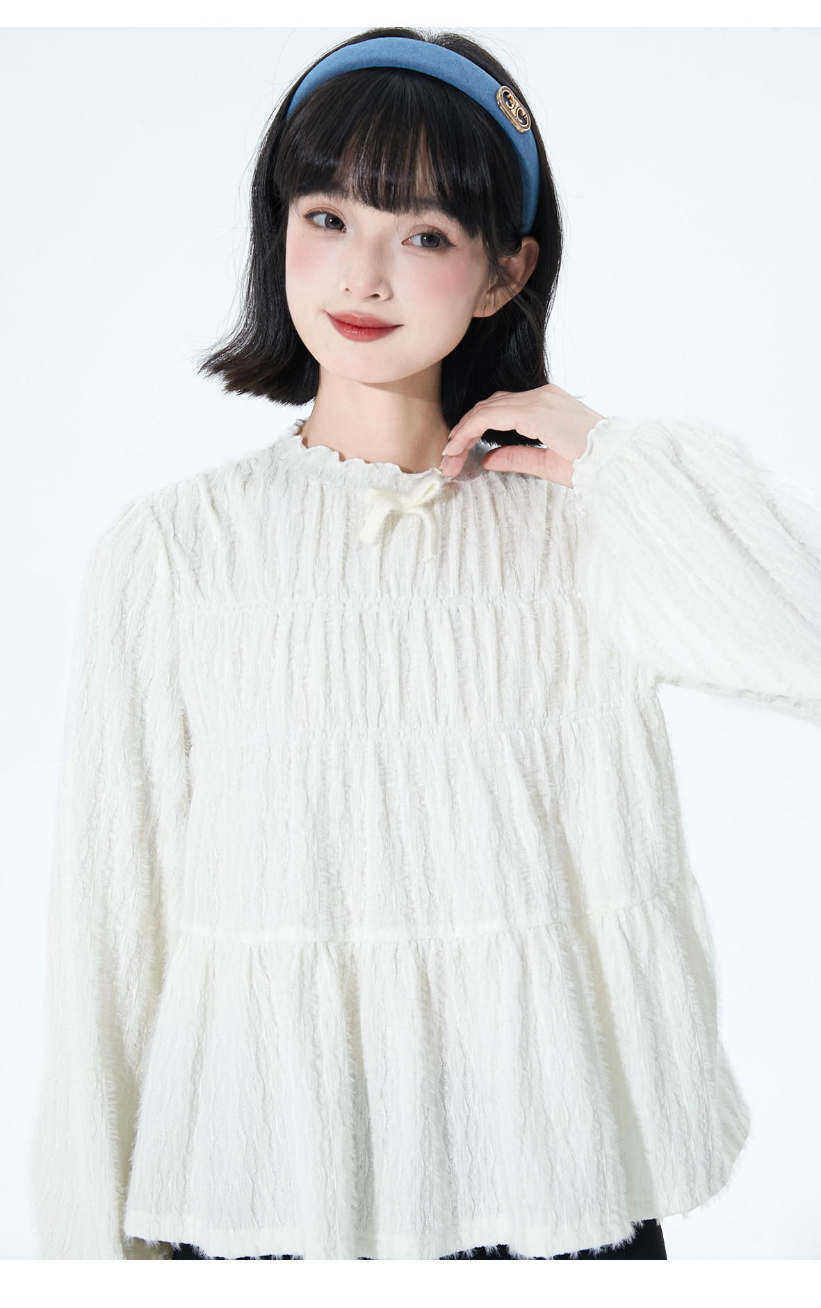 春秋冬クルーネックニットトップス