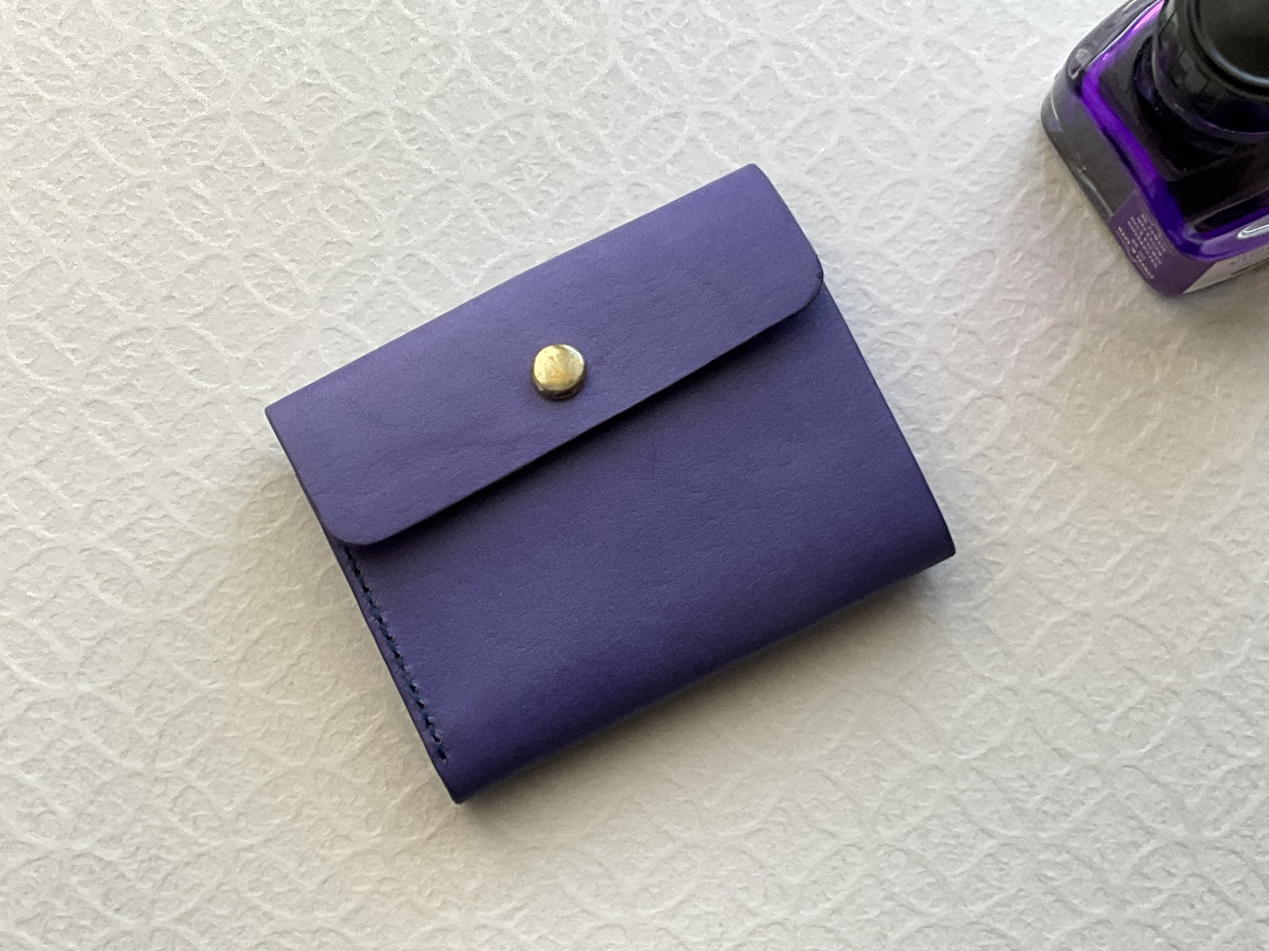 万年筆インクで染めたミニウォレット