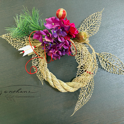 超早割お正月2026＊お正月飾り＊ゴールドの華やかなしめ飾りM-2