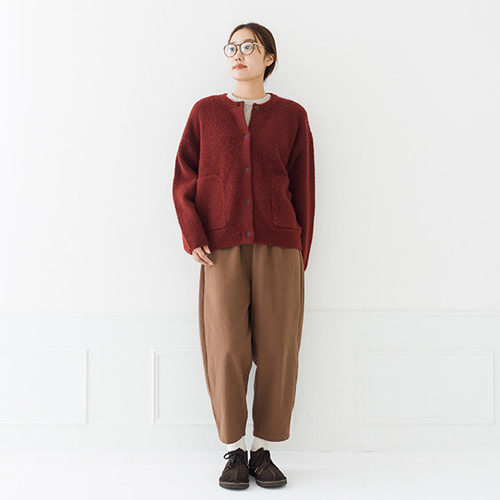 ふわふわ シルクのようなウール ワイドポケット付き カーディガン