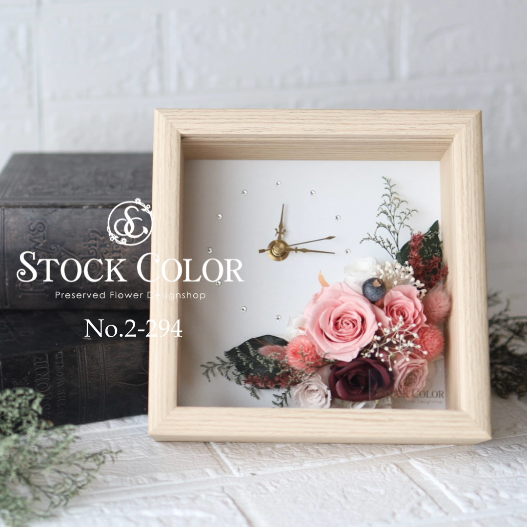 プリザーブドフラワーの置き時計アレンジ＊贈答品 開業祝い ウェディングギフト 両親贈呈 母の日 敬老の日 フラワーギフト