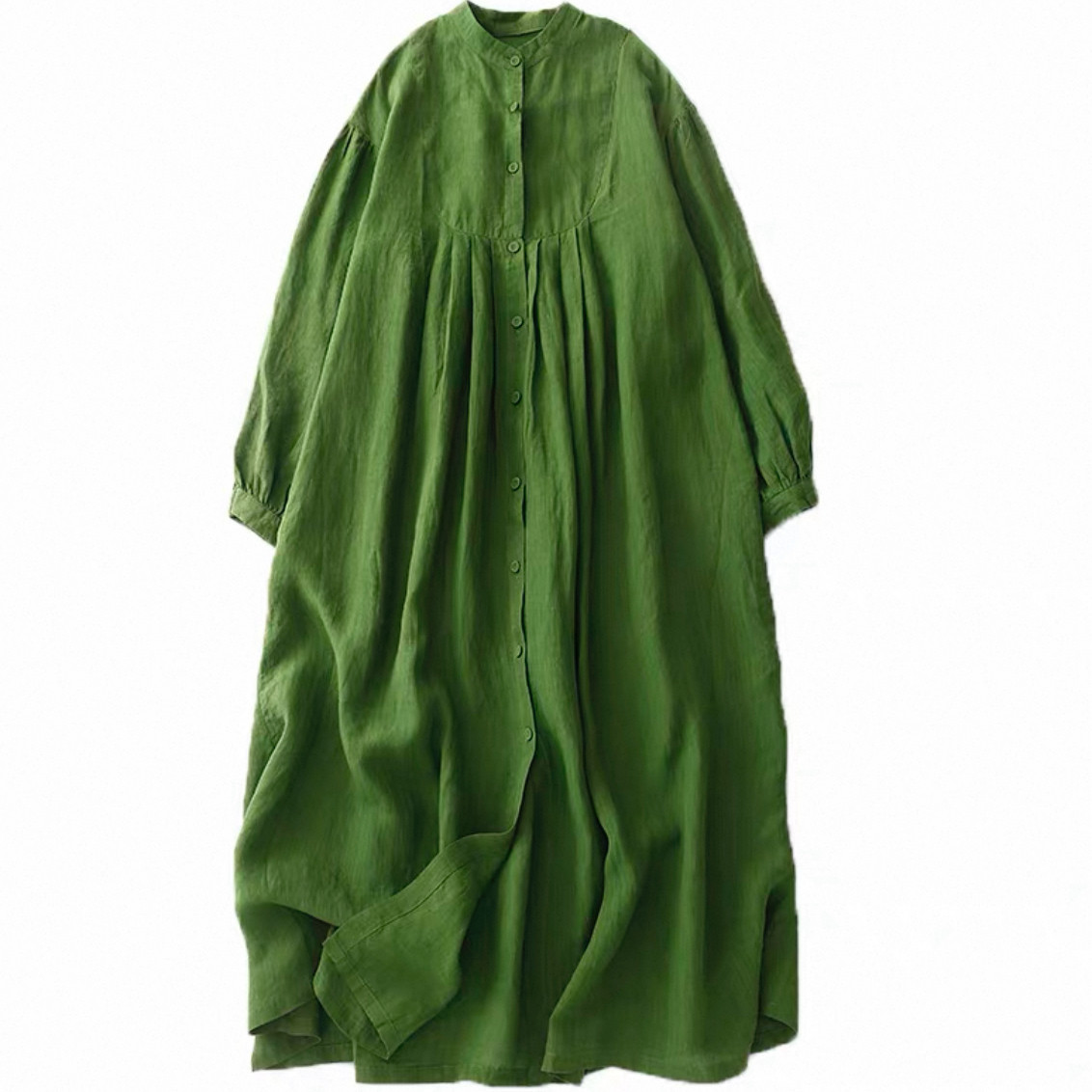 大人カジュアル長袖ワンピース 綿麻ワンピース 無地ワンピース  秋冬ワンピース 受注制作