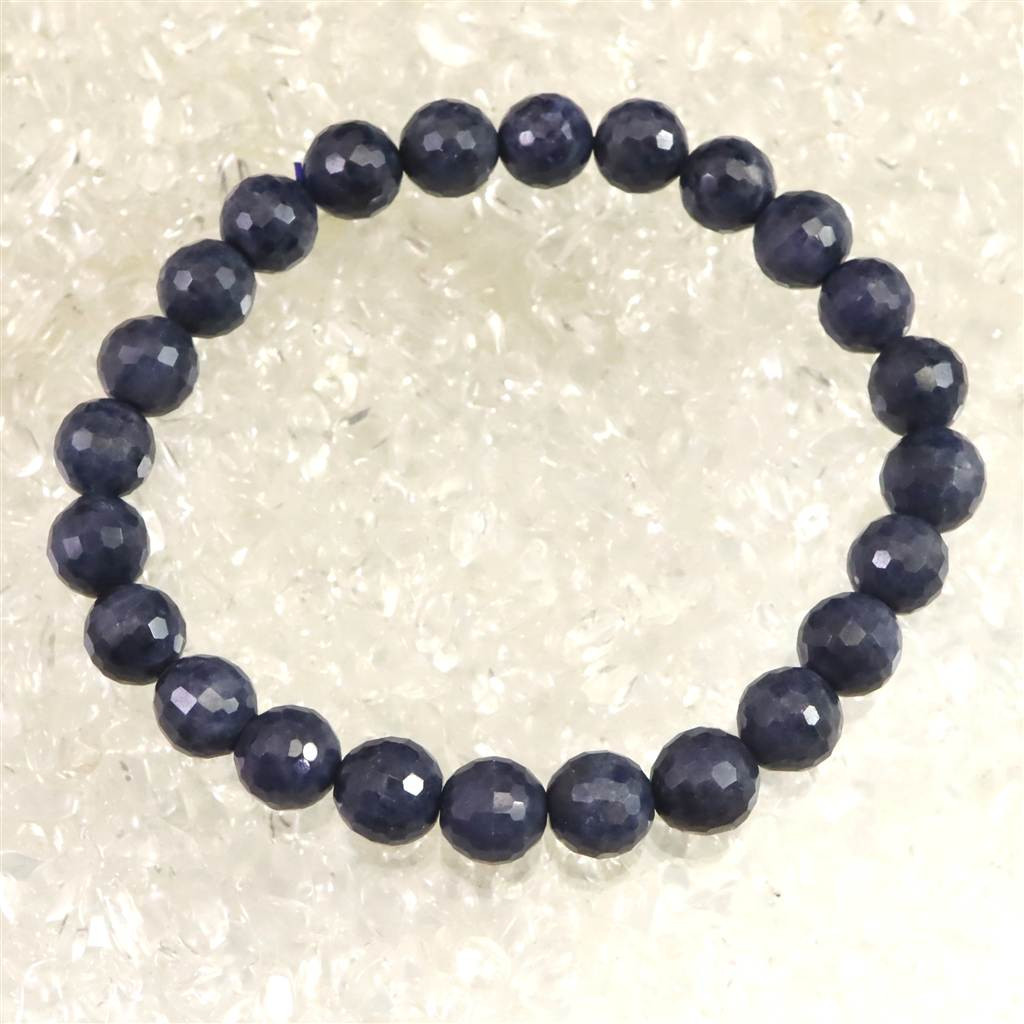 ミャンマー産 ブルー サファイア 8mm 128面カット ブレスレット 23.9g　　 #46978