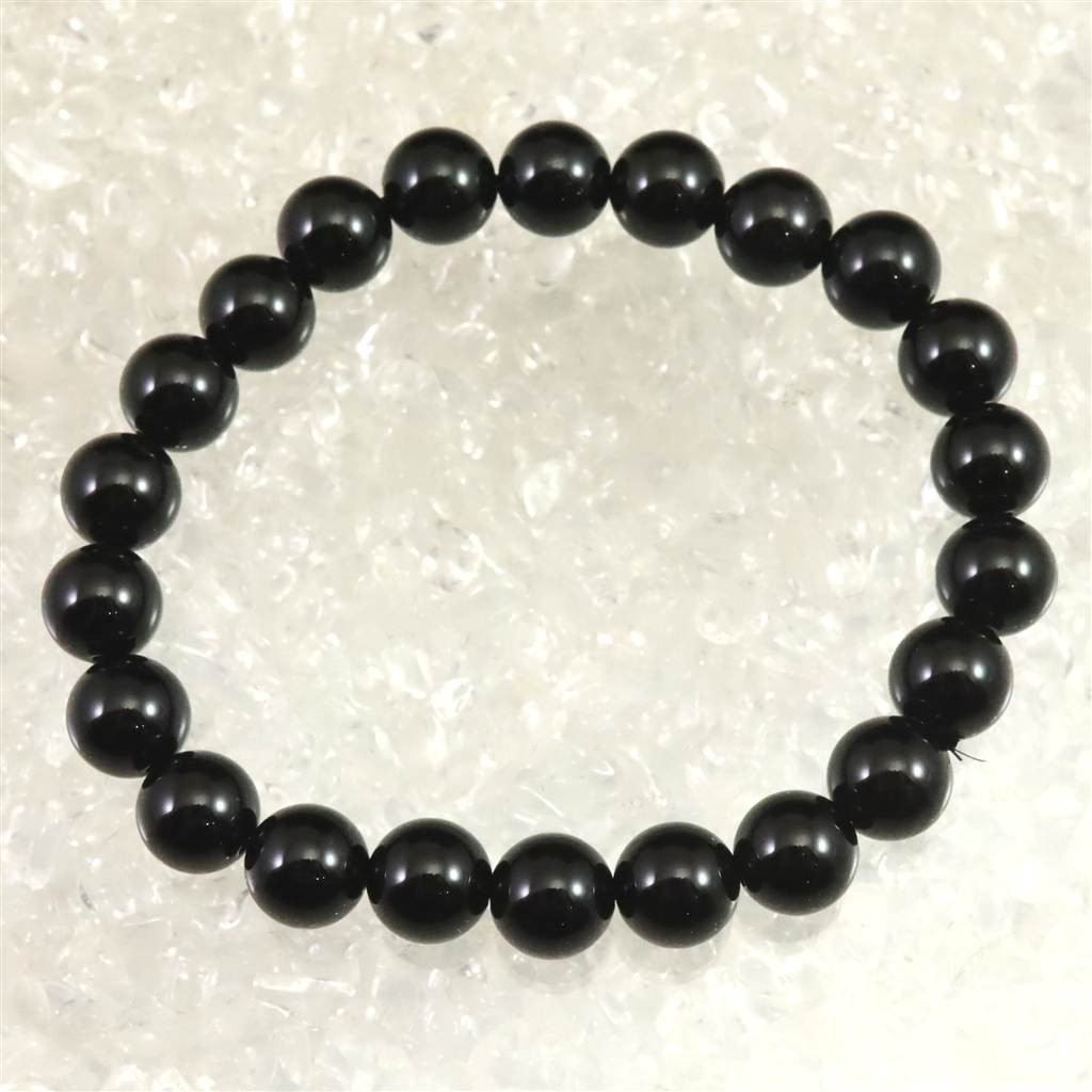 チベット産 天然モリオン水晶 4A  8.5mm玉 ブレスレット 18.7g #85483