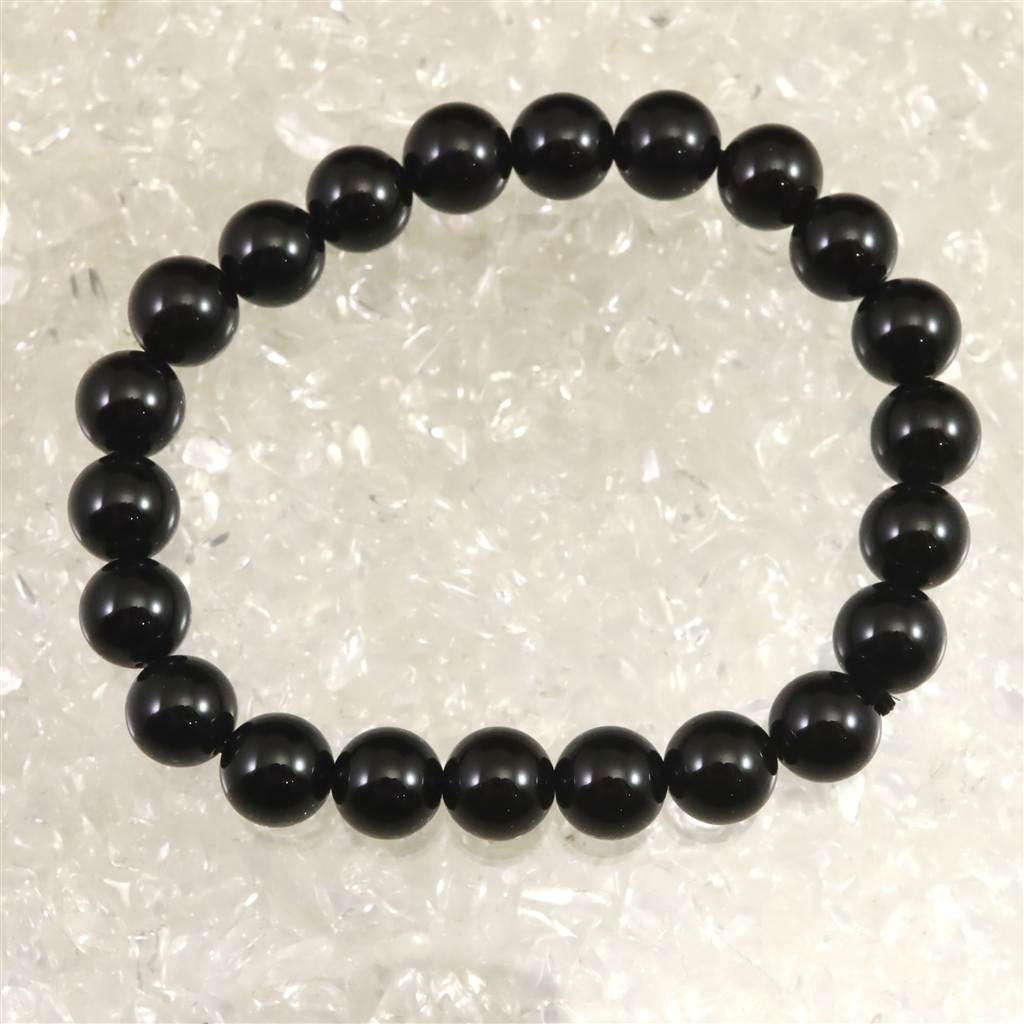 チベット産 天然モリオン水晶 4A  8.5mm玉 ブレスレット 18.8g #84616