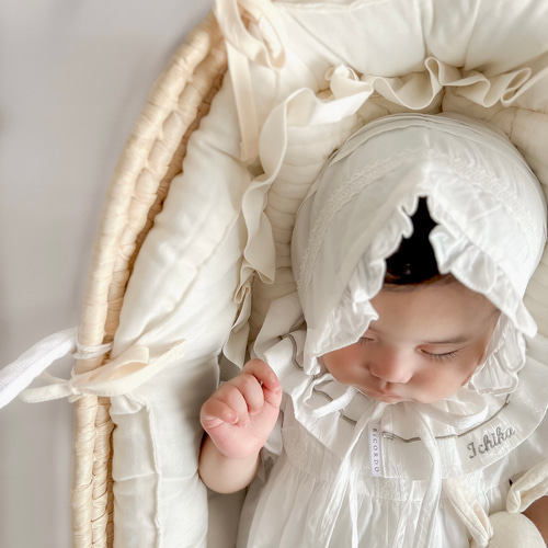 名入れ］mellow bib ribbon -plain- フリルビブ フリルスタイ お名前