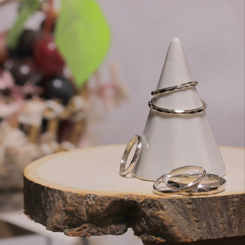 槌目リング 幅2mm シルバー950 ピンキーリング ペアリング オーダー