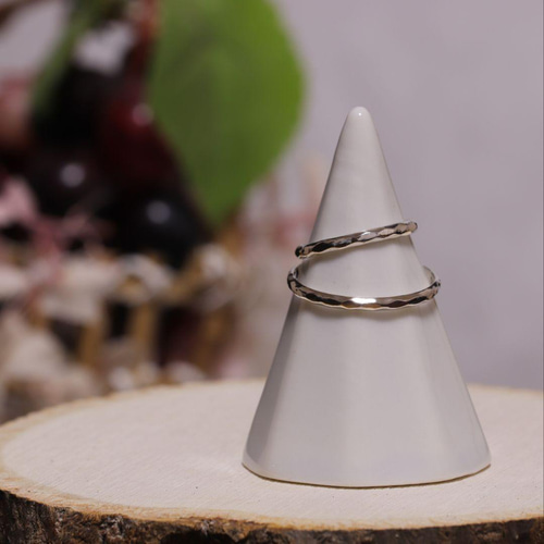 鎚目削りリング 幅2mm シルバー950 ピンキーリング ペアリング 刻印