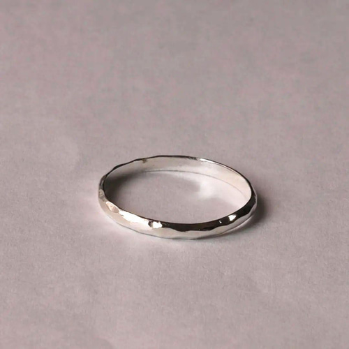 鎚目削りリング 幅2mm シルバー950 ピンキーリング ペアリング 刻印